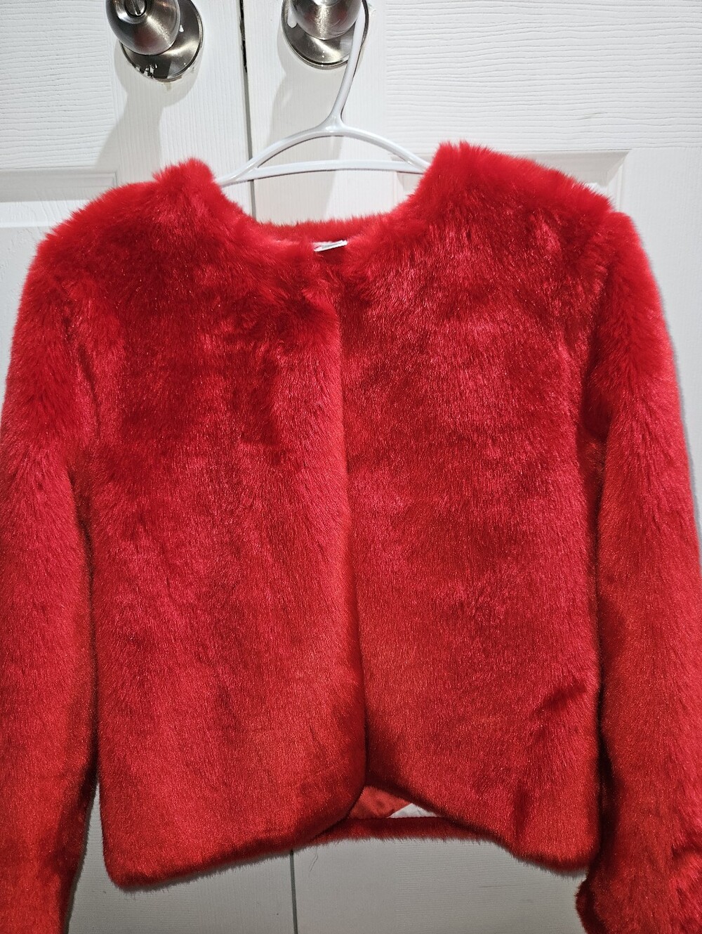 Hudson's Bay HBC Stripes x Color Me Courtney Red Faux Fur Jacket.